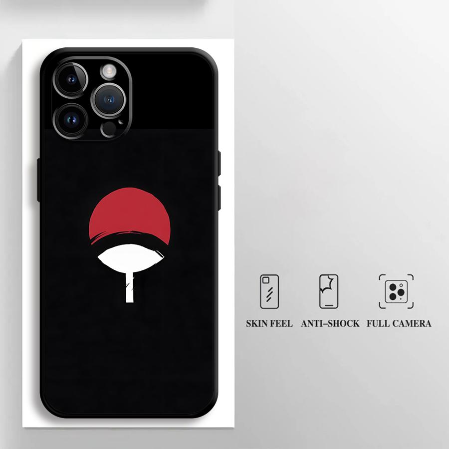 Black Soft Phone Cover Case for iPhone 7 8 13 12 11 Pro Max XR 15 16 14 Plus XS Max Anime Uchiha Logo