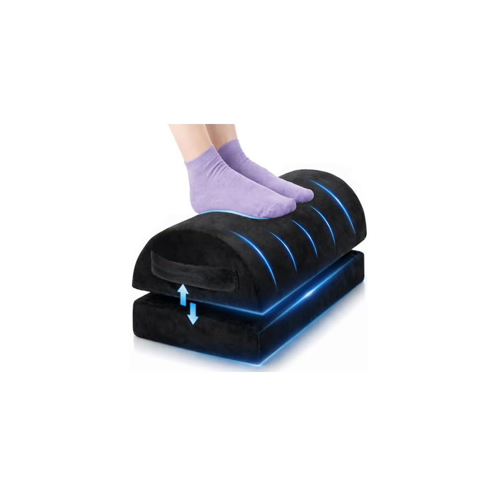 Footrest for under desk, two height settings [Supervised by a chiropractor, reduces strain on knees