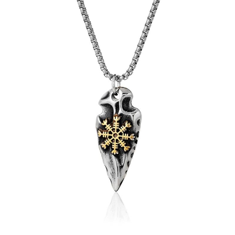 

Fashionable Men s Antique Gold Vikinged Rune Pendant Necklace with Adjustable Leather Rope Designs Daily Casual Use 1