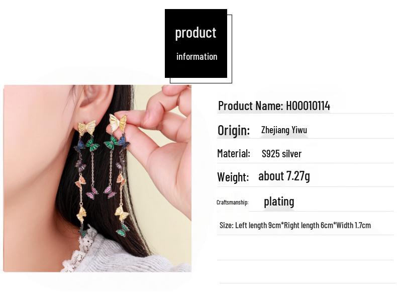 Exquisite Zircon Butterfly Earrings with Long Tassel