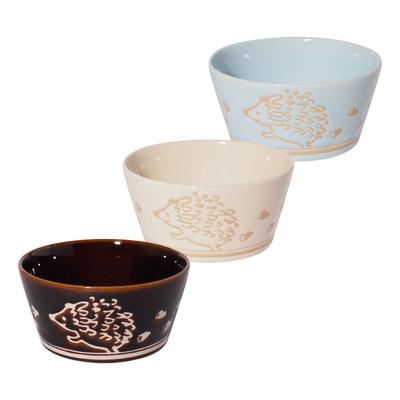 Minoru Pottery Mino Ware PLANTAREE-Riccio- Set da 105 ciotole Colore crema, azzurro chiaro, caramello Set da 3 colori 10,7 x A5,2 cm
