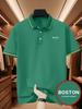 Men's Outdoor Golf Polo Shirt with BOSTON Pattern Print, Casual T-Shirt with Short-Sleeve & Collared for Business Casual Daily Wear Summer Fashion