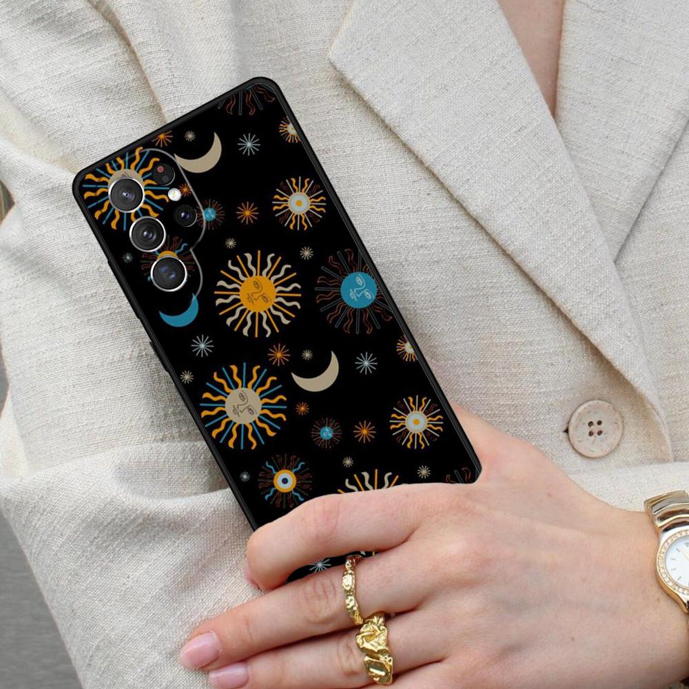 Fashion Sun Moon Face Cell Phone Case for Samsung Galaxy S26 Ultra S25 S24 S23 S22 S21 S20 Note10 Cover