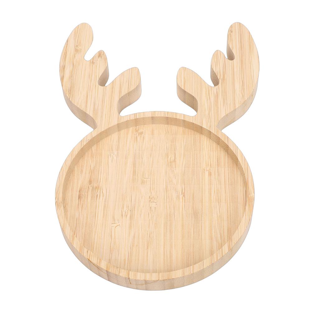Xmas Wood Serving Platter Reindeer Shaped Snack Appetizer Tray Cheese Charcuterie Board   Salad Plate Holiday Decorative Round Dessert Dish