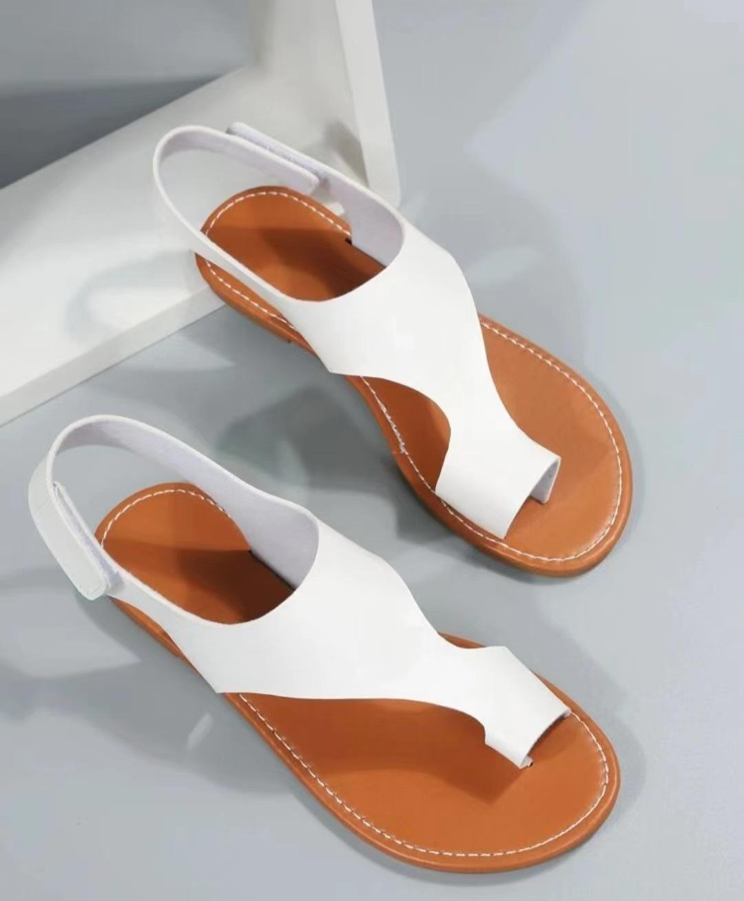 

Великого розміру повсякденні пляжні сандалі на плоскій підошві, жіноче взуття для зовнішньої торгівлі, літні новинки 2025 року, сандалі з ремінцем на липучці для зовнішнього носіння 43 білий