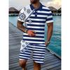 Mens Casual Loose Fit Polo Shirt With 3D Digital Print Short Sleeve Asymmetrical Design Wear