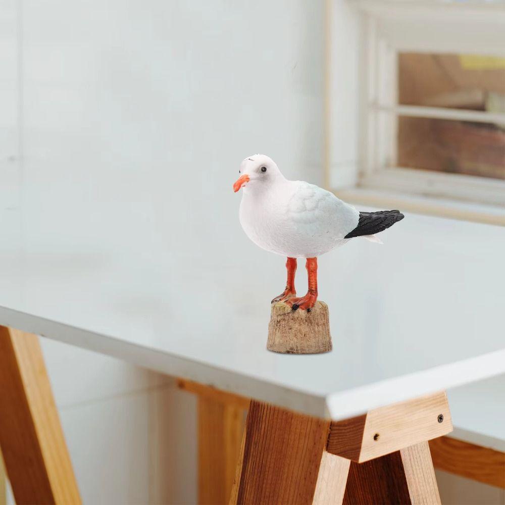 Cute Seagull Statue Cartoon Miniature Bird Figure Bird Animal Figures  Car Interior Decorations