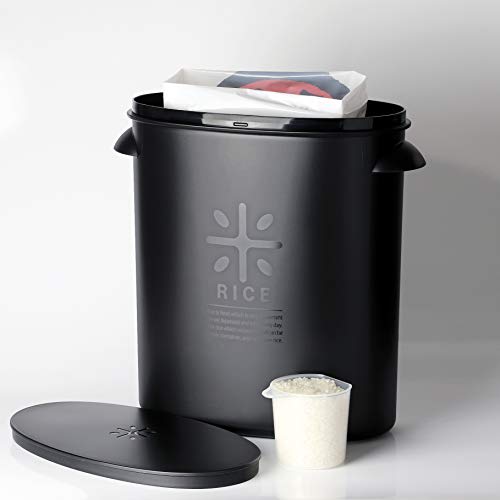 PEARL METAL Rice Container, All Black, 5kg Capacity, Bag-Left, BLKP, AZ-5042