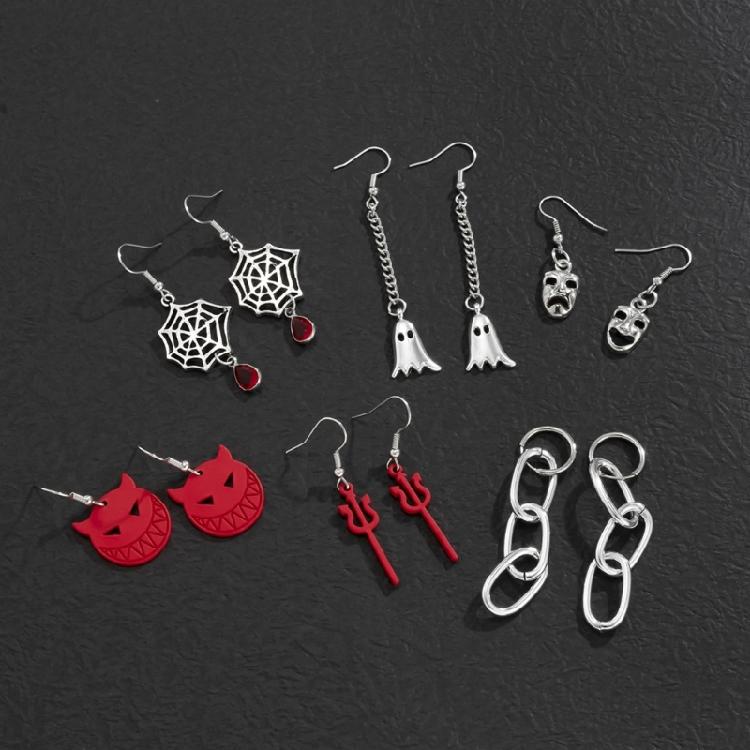 6 Pairs Ghost Pendant Earring Holiday Skull Dangle Earring Women Holiday Jewelry