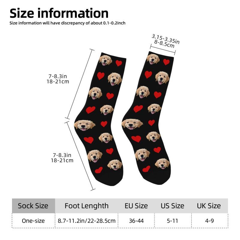Fashion Print Personalized Face Custom Dog Photo Socks for Women Men Stretchy Summer Autumn Winter Crew Socks