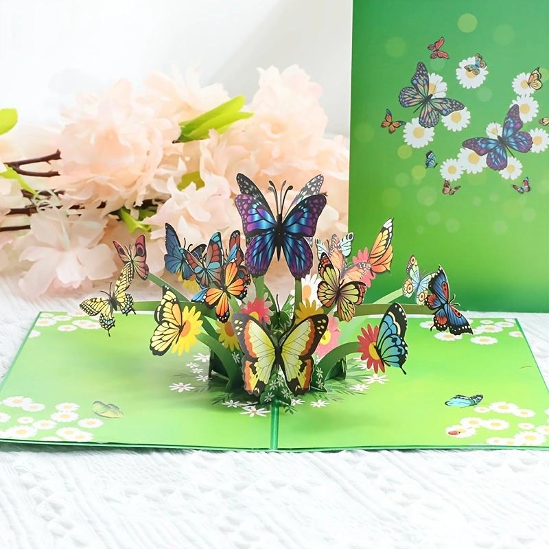 1pc of Butterfly Flower Pop-up Greeting Card, for Mother's Day, Father's Day, Valentine's Day, Anniversaries, Happy Birthdays