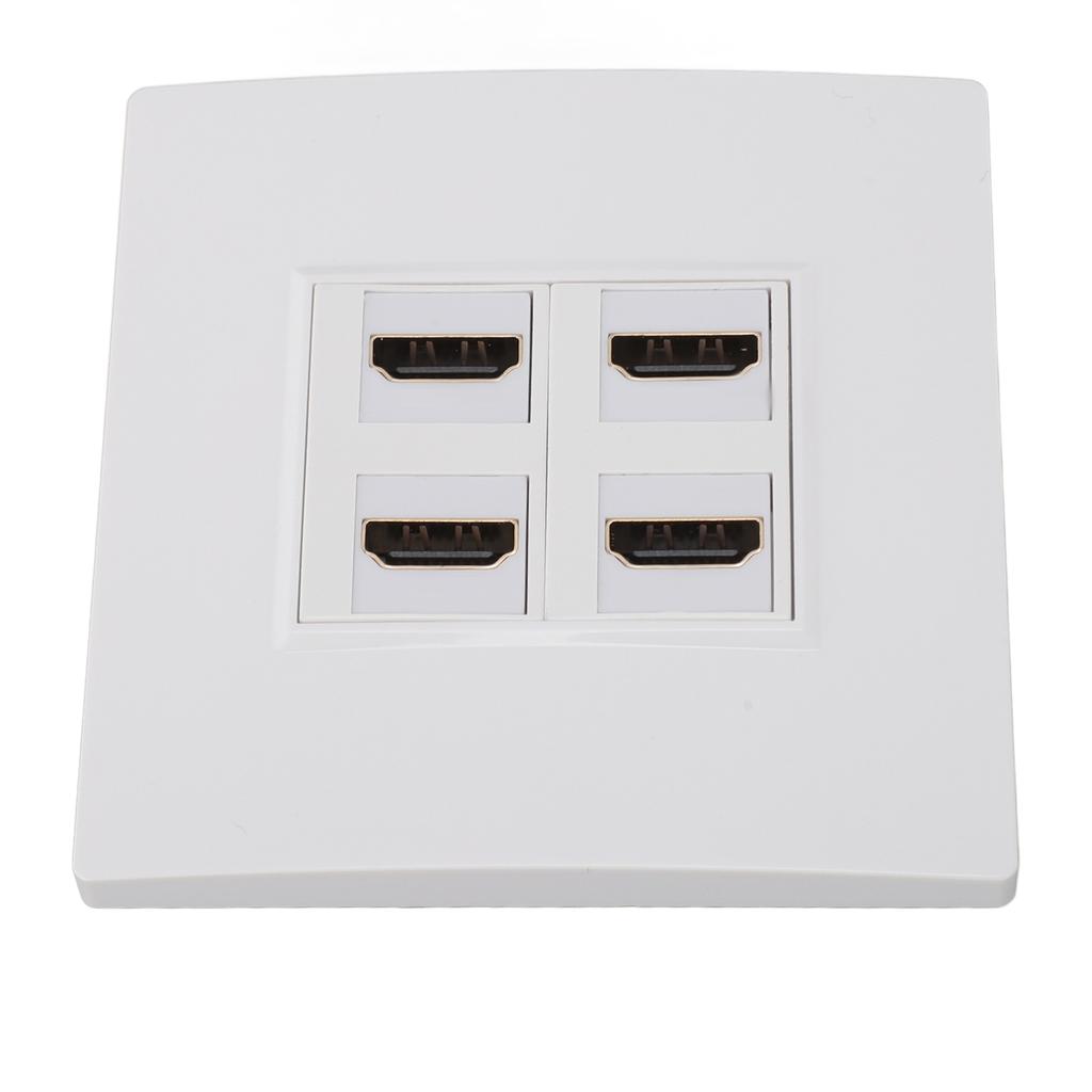 HD Wall Plate 4K 60HZ Female to Female 4 Ports HD Multimedia Interface Wall Panel for Computers TVs
