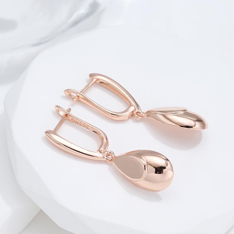 Orecchini Pendenti Lucidi alla Moda Colore Oro Rosa Semplice Orecchino a Goccia per Donna Alta Qualità Gioielli Raffinati Quotidiani