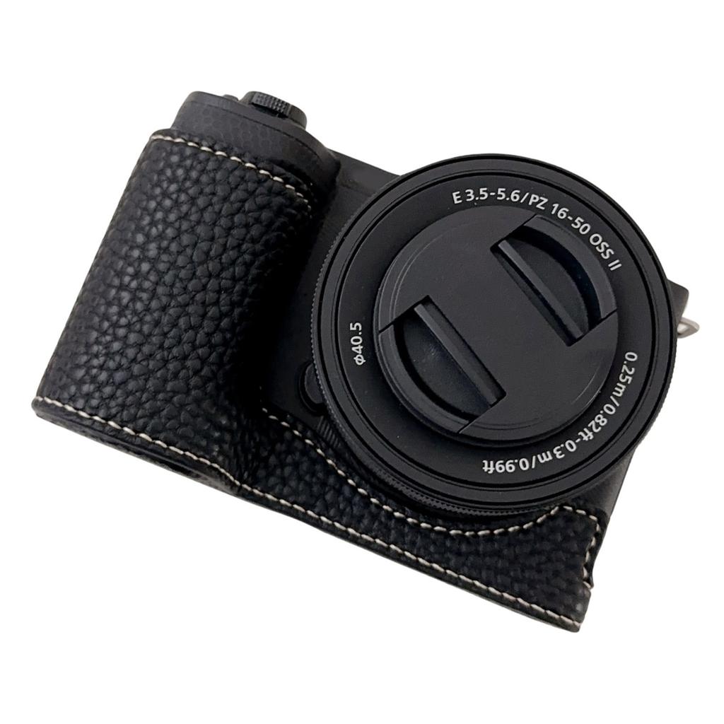 For Sony Alpha ZV-E10 II Camera Case PU Leather Protective Cover with Screw Hole
