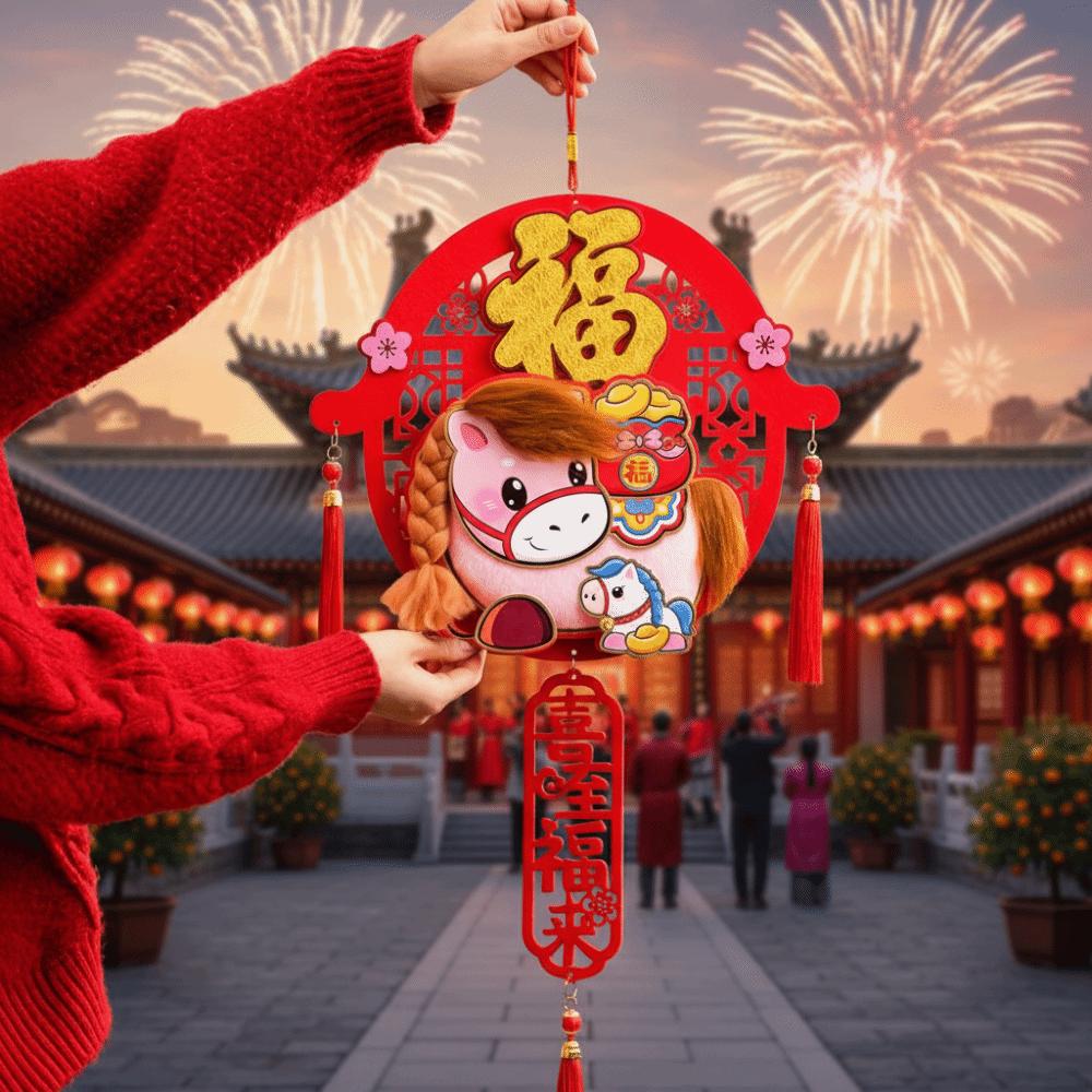 3D New Year Door Decoration Cartoon Spring Festival Ornament Plush Decoration  Home Furnishings