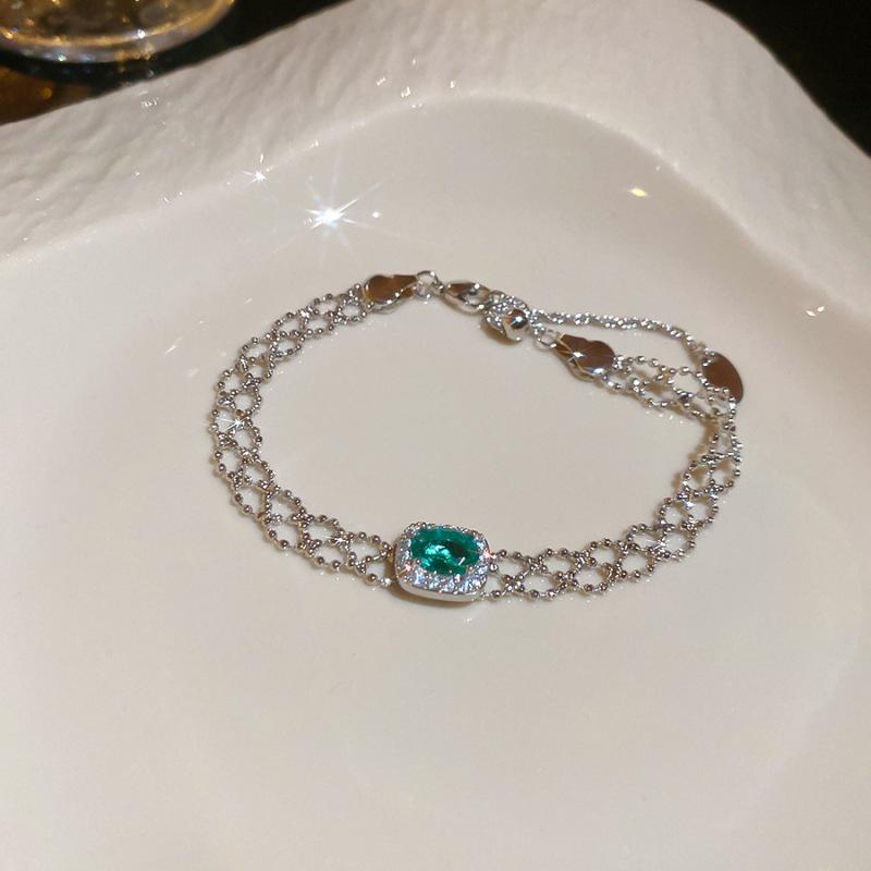 Korean Zircon Octagonal Rose Bracelet - Light Luxury, Elegant Bangle, Fresh Sweet Hand Jewelry