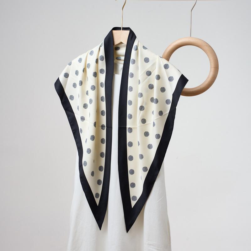 Women Versatile Polka Dot Print Imitated Silk Neck Scarf For Sun Protection Decoration