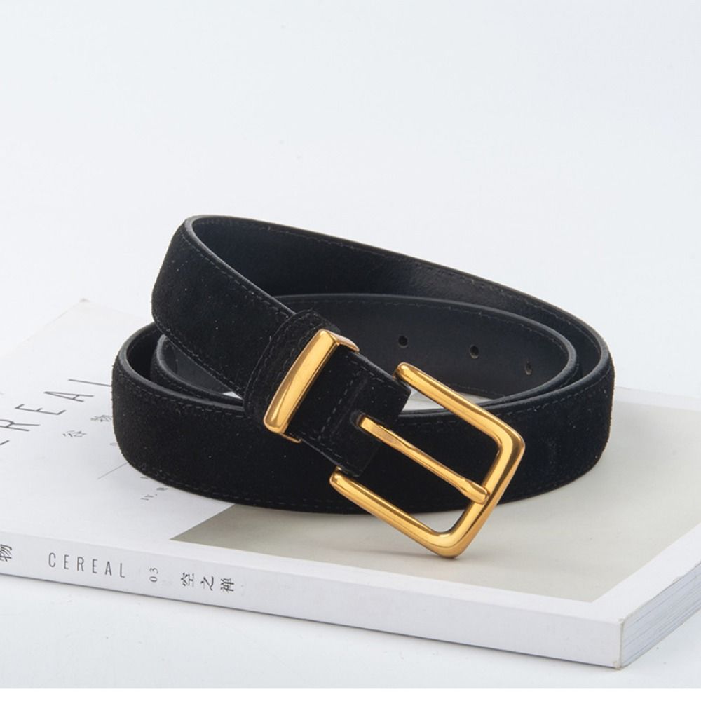 Luxury Design Frosted Cowhide Belt Casual Pin Buckle Waistband Retro Suede Leather Belt  Gifts