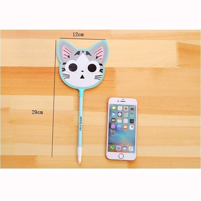 Cute Kawaii Fan Style Cool Cheese Cat Gel Pen Writing School Office Supply Student Prize Gift 2pcs