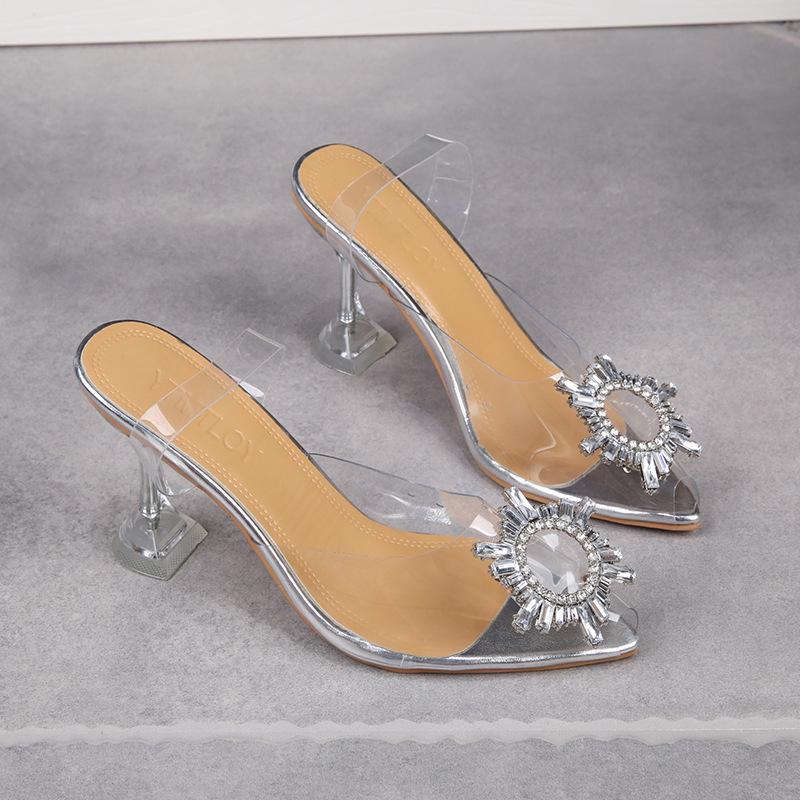 Fashion Luxury Women Pumps 2024 Transparent High Heels Sexy Pointed Toe Slip-on Wedding Party Brand Fashion Shoes For Lady PVC