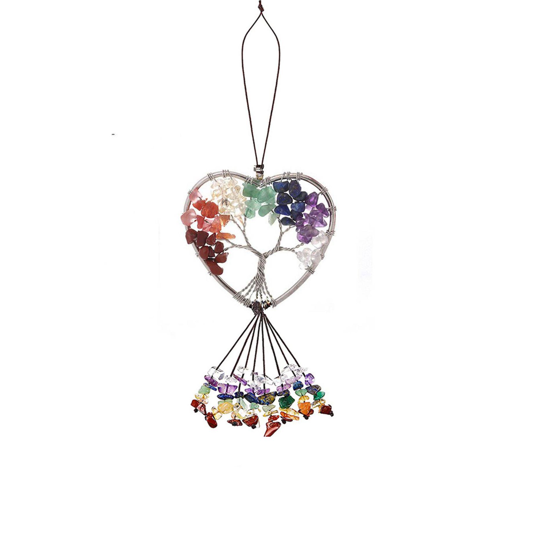

Seven-Color Stone Tree of Life Crystal Car Pendant Dreamcatcher Ornament