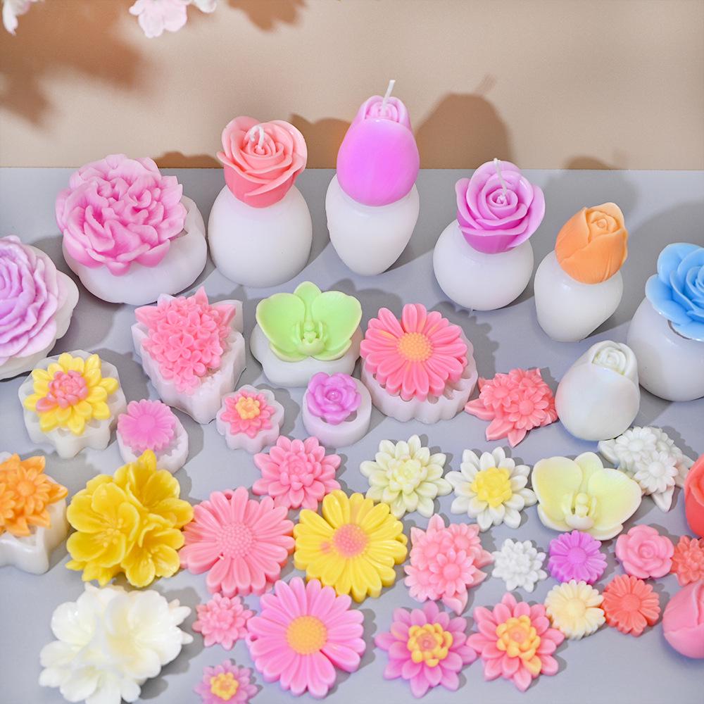 3D Floral Silicone Mold: 19 Flower Shapes for Fondant, Cake, and Candle DIY