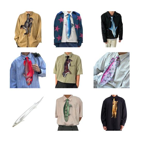 Men Shirt Tie 3D Fish Monkey Design Velvet Necktie Animal Bow Tie Neckwear Realistic Texture Versatile Style Necktie