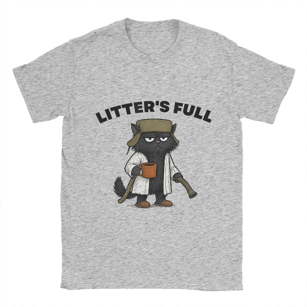 Funny Litters Full Cat  Men's T Shirts  Vintage Tee Shirt Short Sleeve Round Collar T-Shirts 100% Cotton Summer Tops