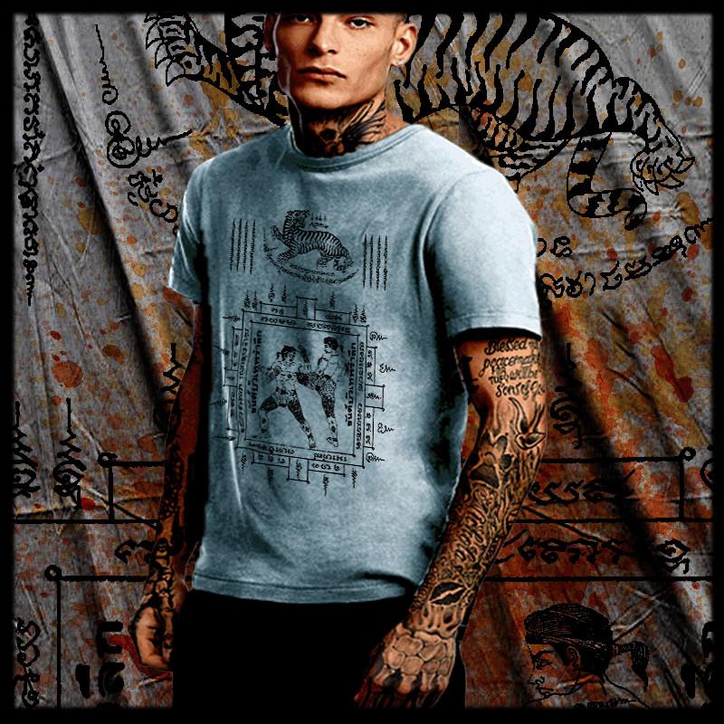 

Muay Thai T-shirt Thai boxing yantra tattoo Thai Boxer Martial Arts Tiger tee S