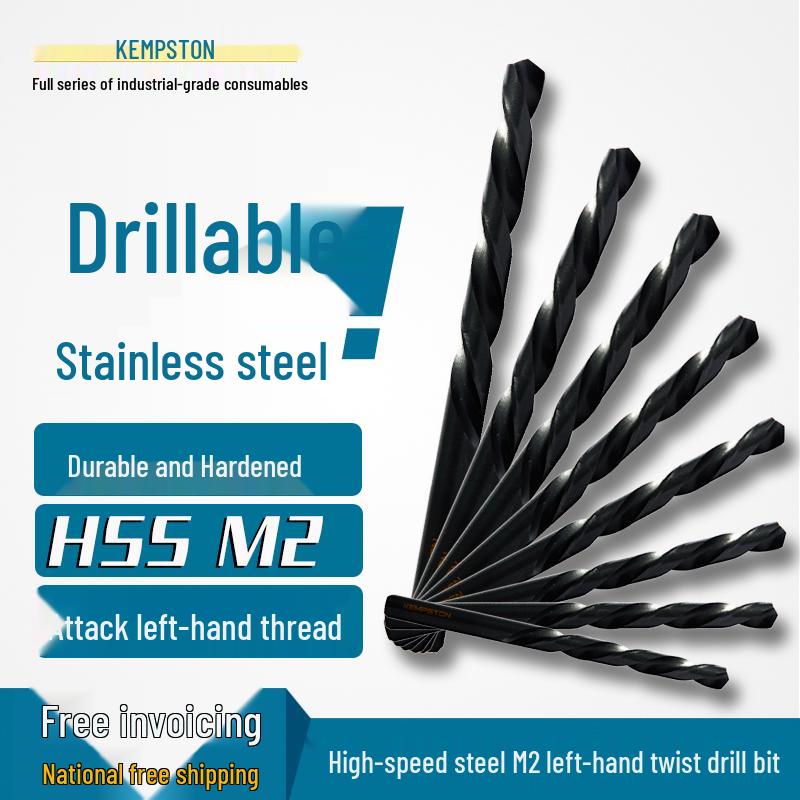 Capson M2 High-Speed Steel Left-Hand Twist Drill Bit for Stainless Steel, Straight Shank, 1-16mm