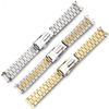 Classic Silver and Gold Curved End Stainless Steel Watchband 18 20 22mm Solid Links Bracelet Fit For Seiko Enicar Orient Watch