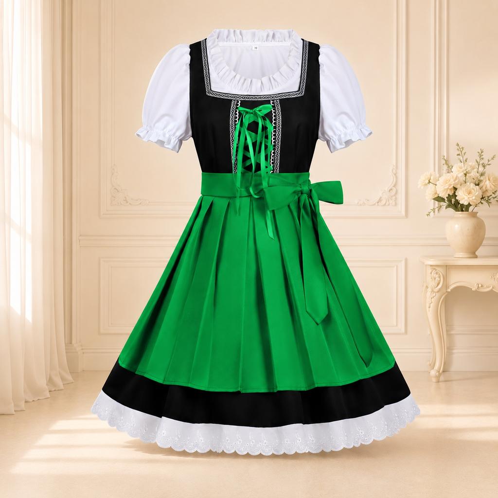 Women's Short Sleeve Tie Front Dress for Costume Party and Casual Wear