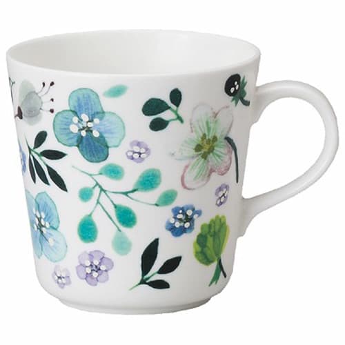 NARUMI Anna Emilia Clover Garden Mug, 340cc, Green, Floral Design, Cute Clover Design, Large, Microwave and Dishwasher Safe, Gift Boxed, 51854-2923P