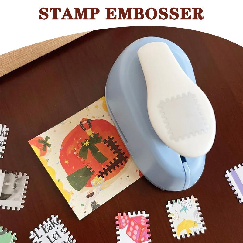 Blue DIY Stamp Border Punch Stamp Shape Craft Punch Embossing Machine Round Hole Punch Toothed Puncher Embosser Color Random