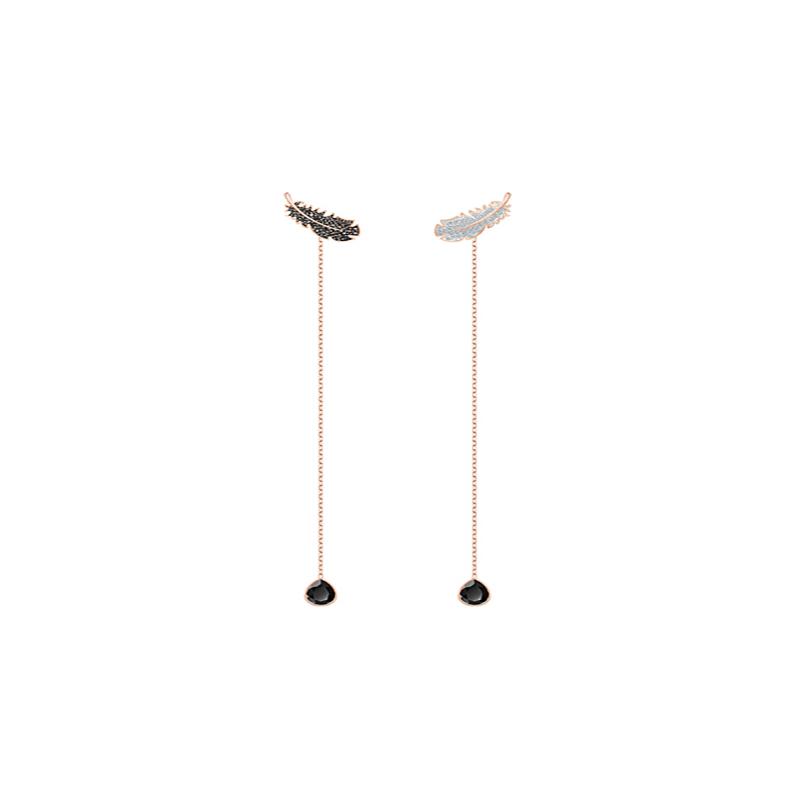 Swarovski Feather stud earrings for women black 5495373