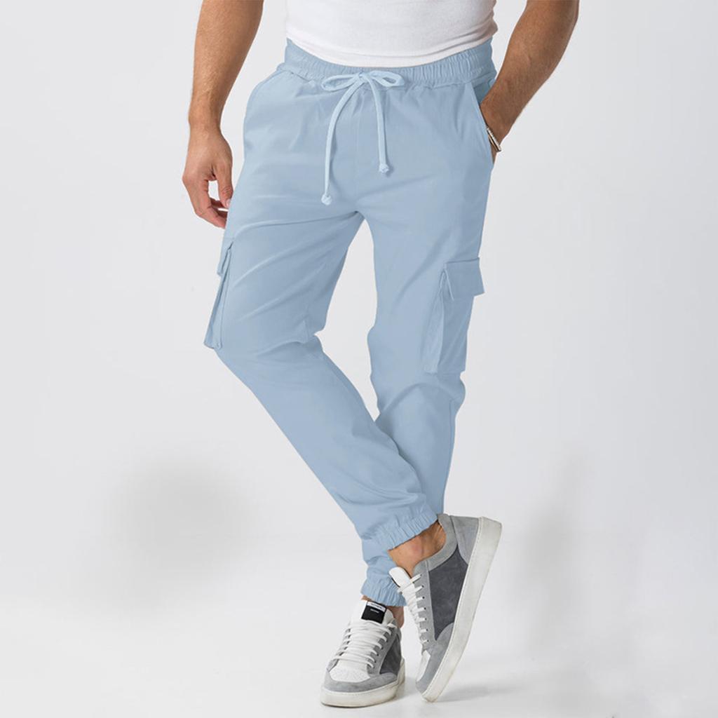 Men'S Multi Pocket Loose Pants With Drawstring Waist Fashionable Pants