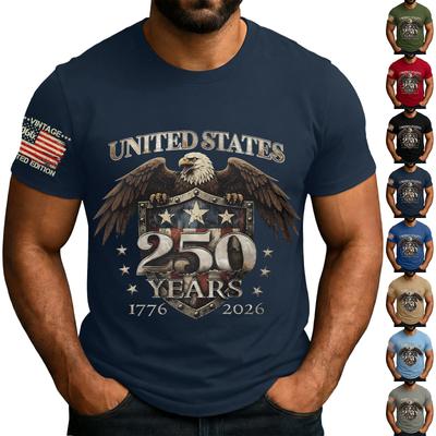 Herre løs og afslappet t-shirt med flagprint, kortærmet skjorte