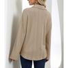 Women's Casual Fashion Solid Color Shirt Lapel Single Breasting Loose Coat