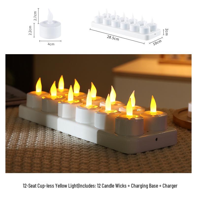 

12 LED Rechargeable Candle Lights - Perfect for Halloween, Christmas, Weddings, and Buddha Offerings.