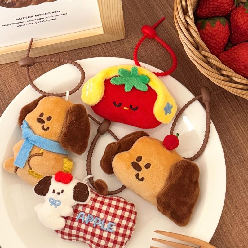 Cute Cartoon Puppy Doll Pendant Plush Keychain Kawaii Stuffed Doll Toys Charm Backpack Handbag Pendant Accessories Kid Gifts