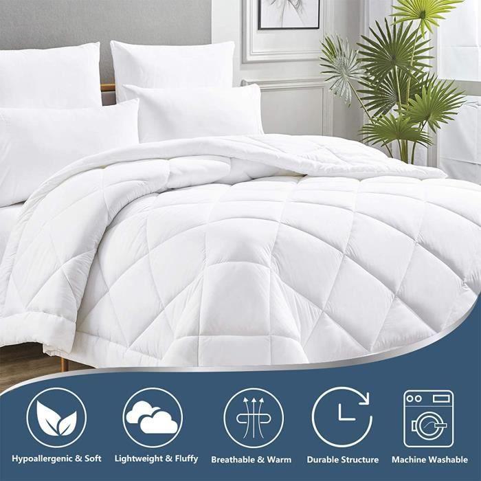 Couette en Microfibre 240X260 - WAVVE - Édredon Chaude - Blanc - Synthétique