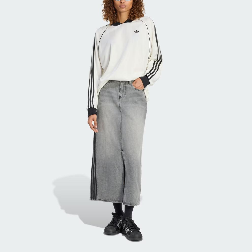 adidas Originals Jacquard Casual Culture Striped Loose Long Sleeve T-Shirt Women Tops KG3711