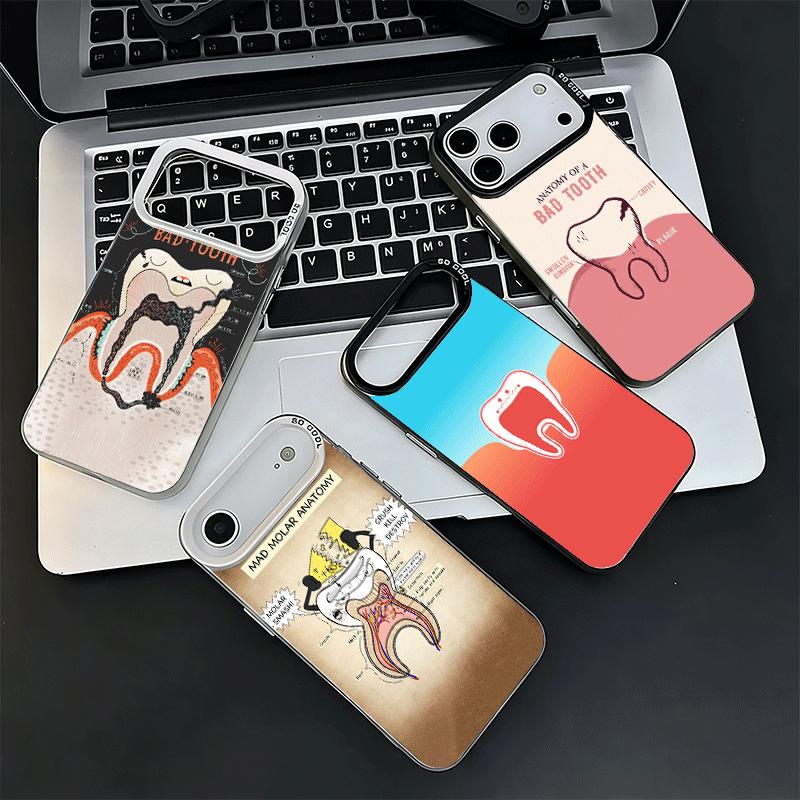 Tooth Dentist Pattern Shockproof Phone Case for iPhone 17 Air 16 16E 15 Pro Max 14 Plus 13 Mini 12 Back Cover Anti Fall Fundas