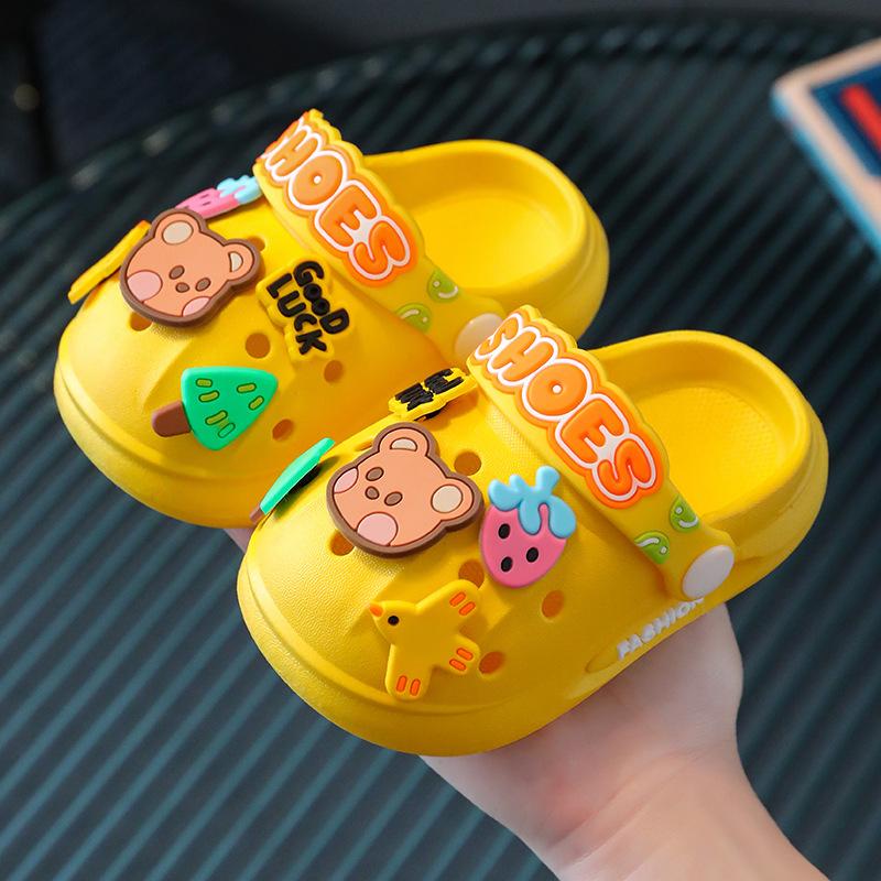 Children's Slippers Summer Girls Baby Indoor Soft Sole Non-Slip Cartoon Cute Sandals Boys Beach Hole Sandals