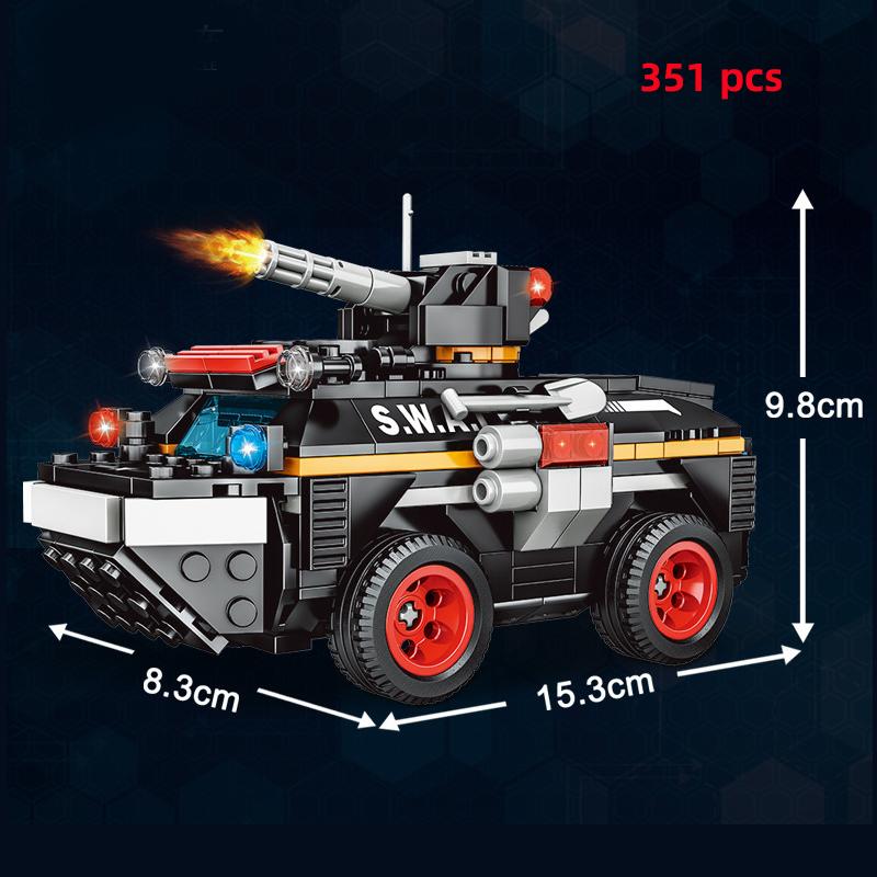 City Police Special Forces Military Model Building Blocks SWAT Team Helicopter Truck Armored Car Ship Weapon Construction Toys