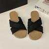 Roman woven cross slippers 2025 summer gentle fairy bohemian vacation beach slope heel cool slippers