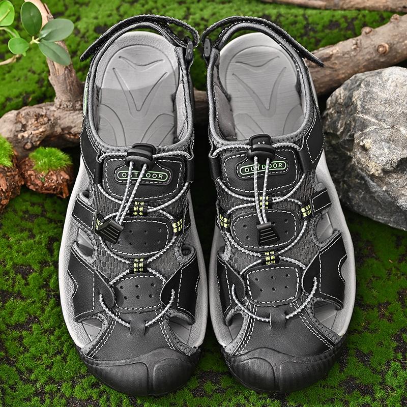 Sandale din piele pentru bărbați Pantofi de vară Pantofi pentru bărbați Modă Casual Exterior Papuci de plajă Respirabili Încălțăminte pentru vad Nou Sandale de lux