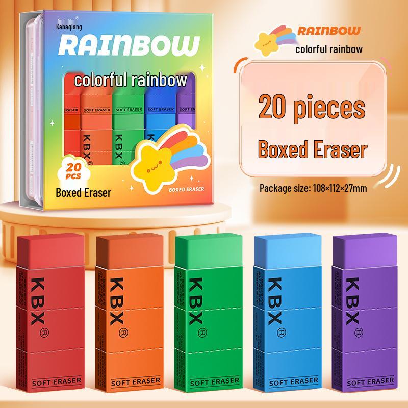 Kaba Bear Fruit Eraser, 20-Pack: High-Performance Dust-Collecting Erasers for Writing, Drawing & Exams With cover