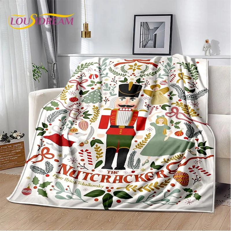 Nutcracker Christmas Tree Cartoon Fairy Tales Blanket,Soft Throw Blanket for Home Bedroom Bed Sofa Picnic Travel Cover Girl Gift