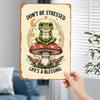 Vintage Frog On Mushroom Dont Be Stressed Lifes a Blessing Inspirational Metal Tin Sign